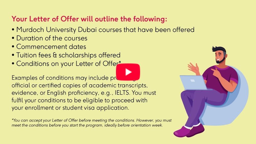 Play Video -  How to accept your Murdoch University Dubai Letter of Offer