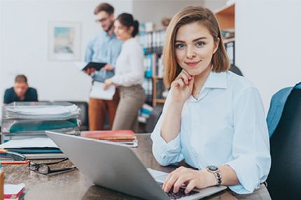 Female student studying in the library