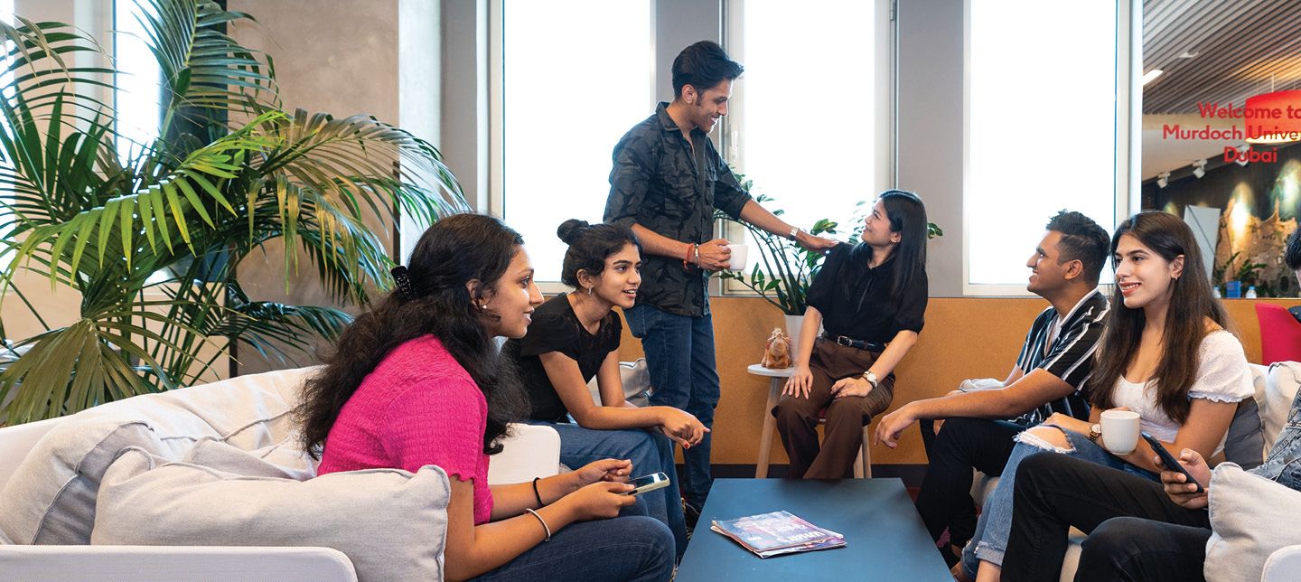Students group talking in the cabin