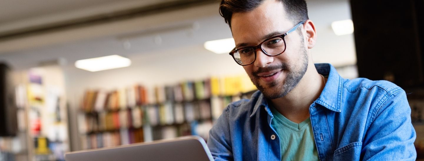 Male student studying