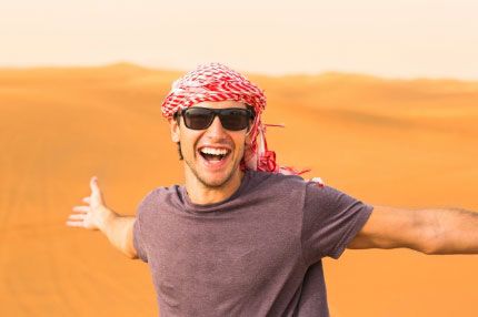 Man having fun in the desert