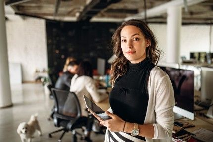 Woman holding tablet