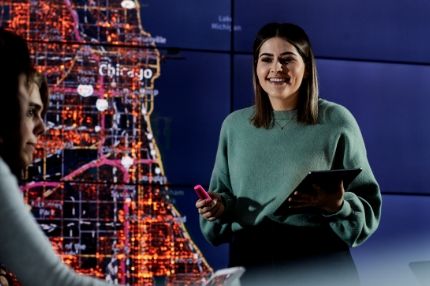 Woman presenting to group